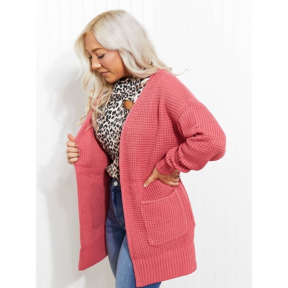 Zenana Open Front Drop Shoulder Sweater Cardigan